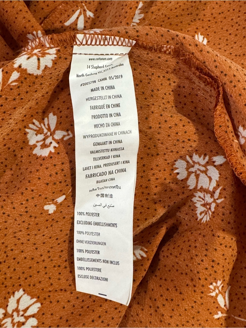 Cotton On Rust Orange Floral Midi Dress Lightweight Cottagecore Coastal Beach L - Picture 9 of 9